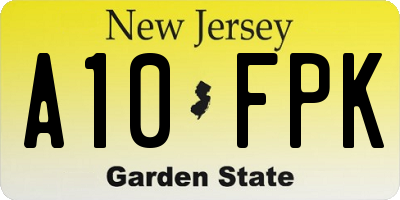 NJ license plate A10FPK