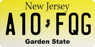 NJ license plate A10FQG