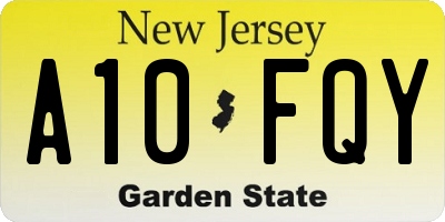 NJ license plate A10FQY