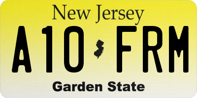 NJ license plate A10FRM