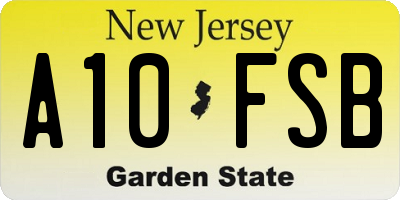 NJ license plate A10FSB