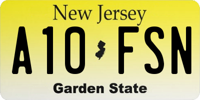 NJ license plate A10FSN