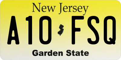 NJ license plate A10FSQ