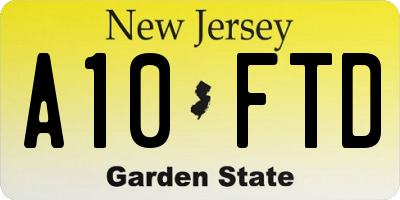 NJ license plate A10FTD