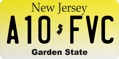 NJ license plate A10FVC