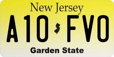 NJ license plate A10FVO