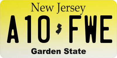 NJ license plate A10FWE