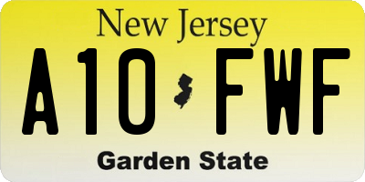 NJ license plate A10FWF