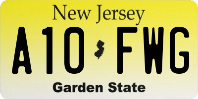 NJ license plate A10FWG