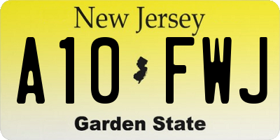 NJ license plate A10FWJ