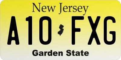 NJ license plate A10FXG