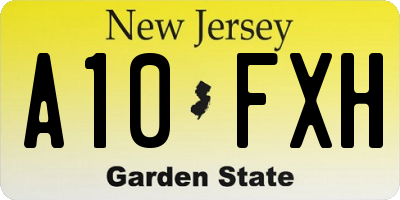 NJ license plate A10FXH