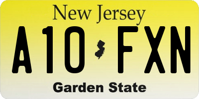 NJ license plate A10FXN
