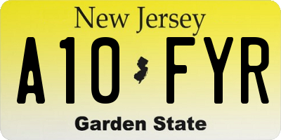 NJ license plate A10FYR