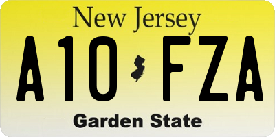 NJ license plate A10FZA