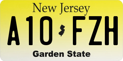 NJ license plate A10FZH
