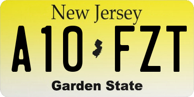 NJ license plate A10FZT