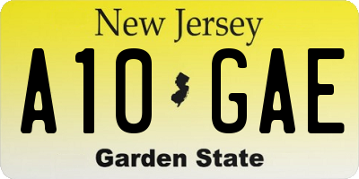NJ license plate A10GAE