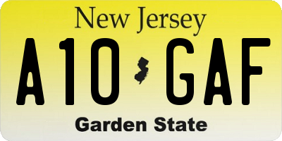 NJ license plate A10GAF