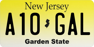 NJ license plate A10GAL