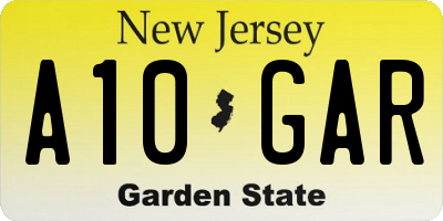 NJ license plate A10GAR