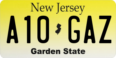 NJ license plate A10GAZ
