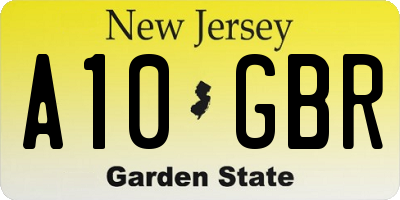 NJ license plate A10GBR