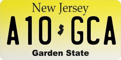 NJ license plate A10GCA