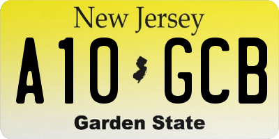 NJ license plate A10GCB