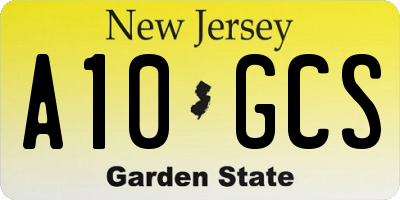 NJ license plate A10GCS