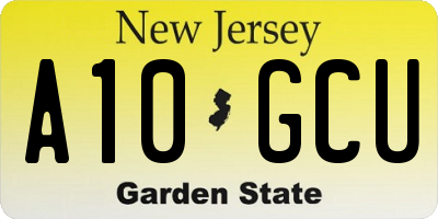 NJ license plate A10GCU