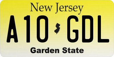 NJ license plate A10GDL
