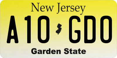 NJ license plate A10GDO