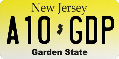 NJ license plate A10GDP