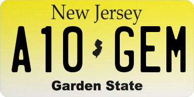 NJ license plate A10GEM