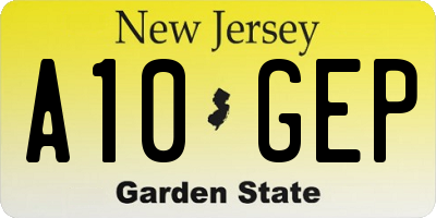 NJ license plate A10GEP
