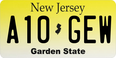 NJ license plate A10GEW