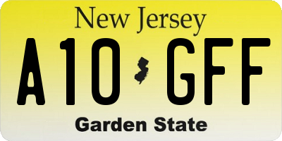 NJ license plate A10GFF