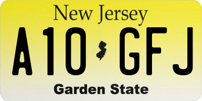 NJ license plate A10GFJ
