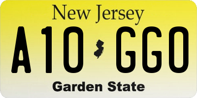 NJ license plate A10GGO