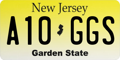 NJ license plate A10GGS