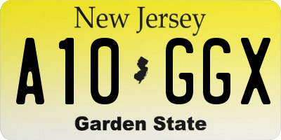 NJ license plate A10GGX