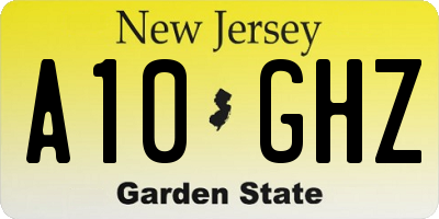 NJ license plate A10GHZ