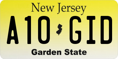 NJ license plate A10GID