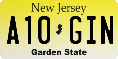 NJ license plate A10GIN