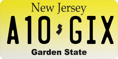 NJ license plate A10GIX