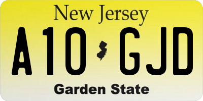 NJ license plate A10GJD