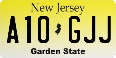 NJ license plate A10GJJ