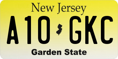 NJ license plate A10GKC
