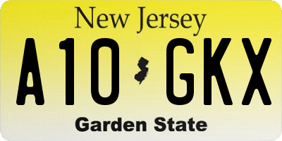 NJ license plate A10GKX